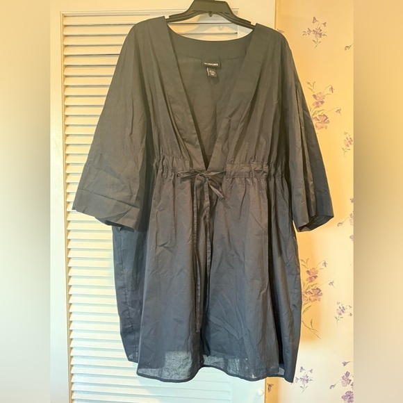 Lane Bryant Black Cinch Waist V-Neck Top or Bathing Suit Coverup in Size 22/24 - Picture 1 of 6